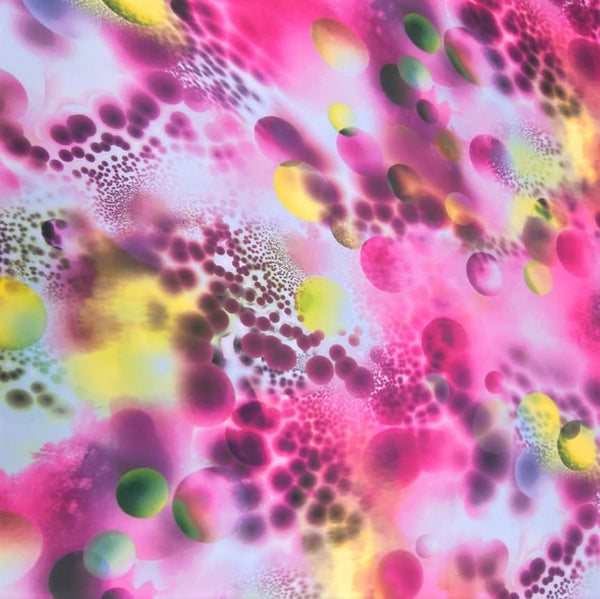 Pink Bubble Print On Korean Satin-KSPS89