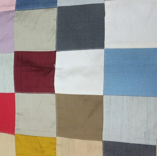 Light Grey Multi Patchwork Silk Woven Fabric