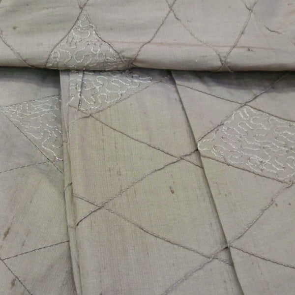 Raw Silk Dupion Diamond Pin-tuck With Hand Embrodery