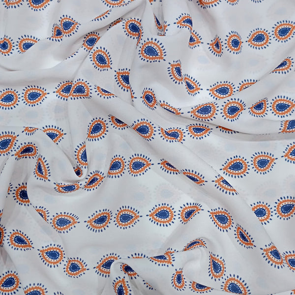 Paisley White Baseprint On Royal Georgette RGPL26