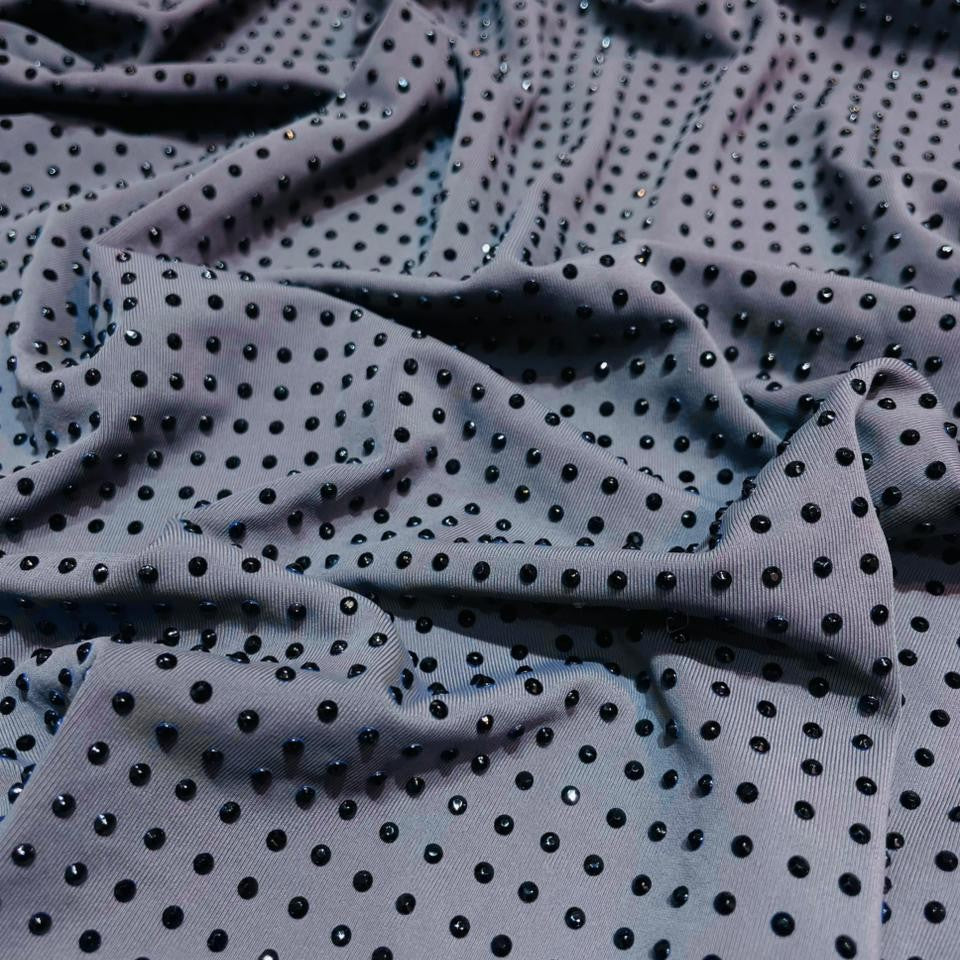 Grey Black Rhinestone Fabric