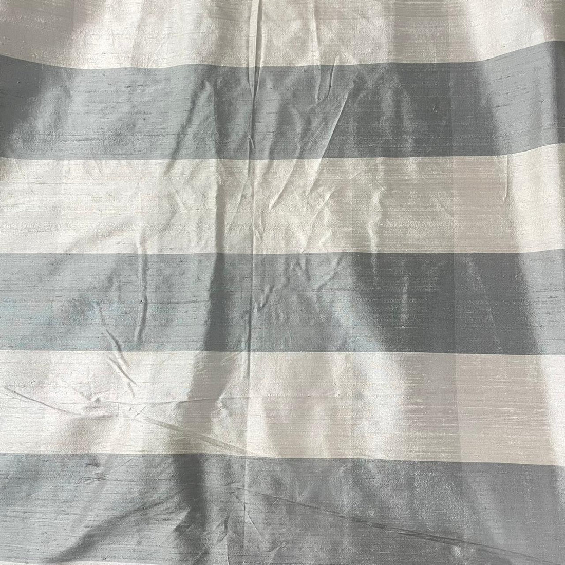 Raw Silk Dupion-Cream & Grey-Stripes