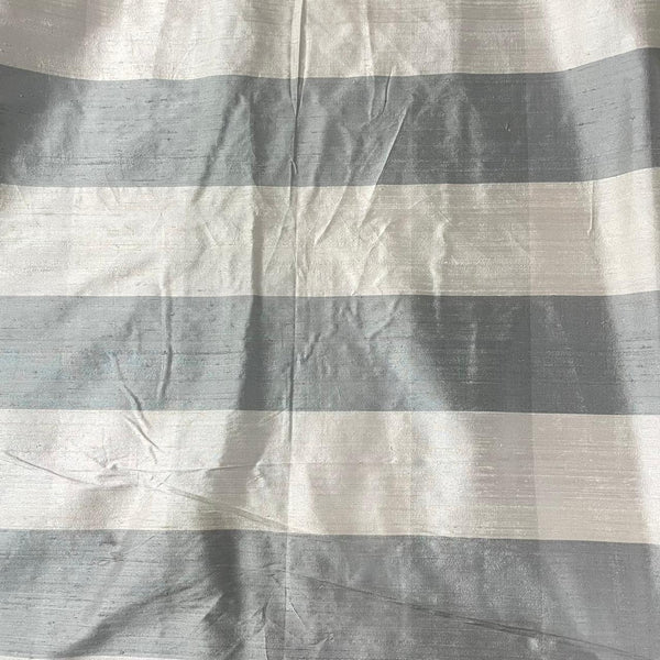 Raw Silk Dupion-Cream & Grey-Stripes