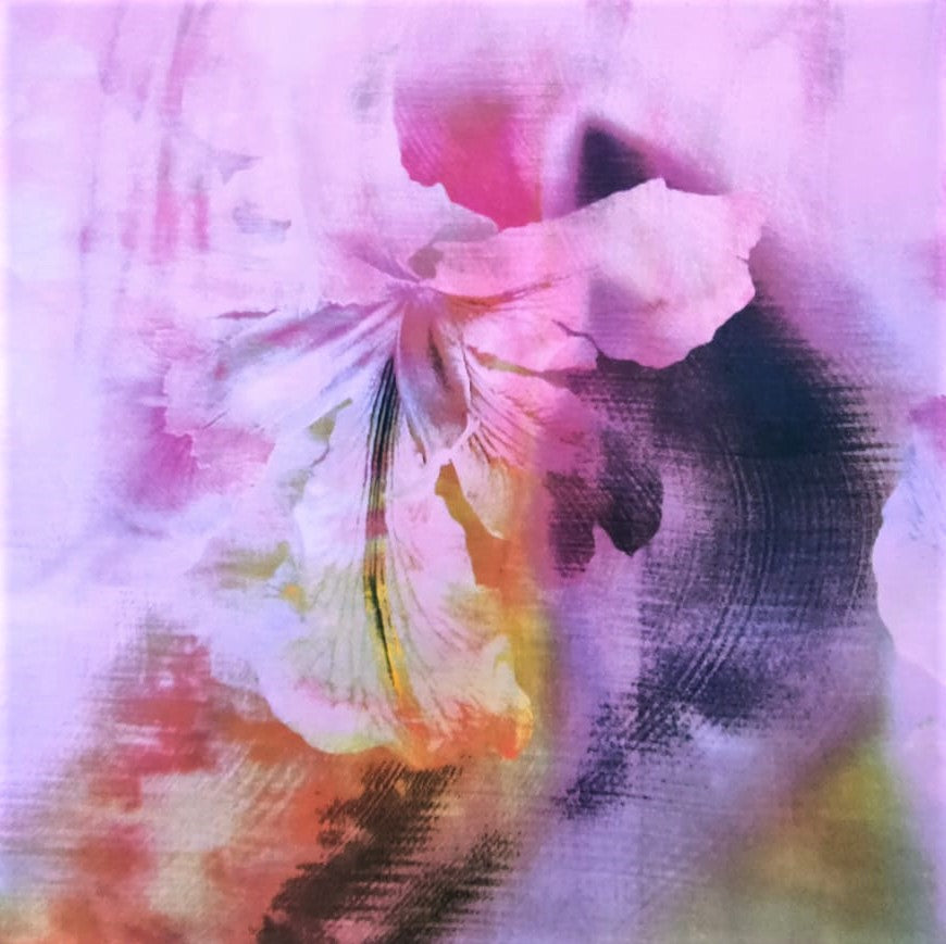 Water Lilly Print On Korean Satin-KSPS112