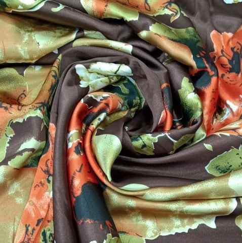 Floral Print On Dutchess Satin-DSPS7