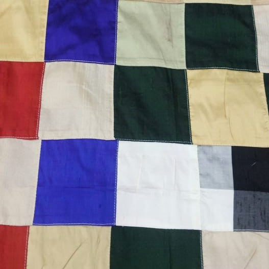 Off-White Multi Patchwork Silk Woven Fabric
