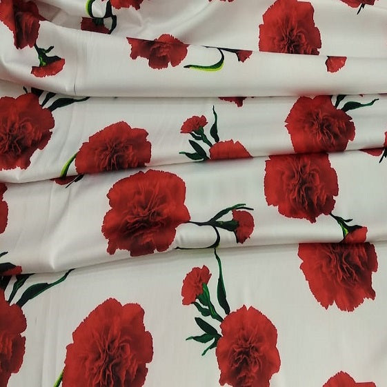 Carnation Love Print On Dutchess Satin-DSPS5