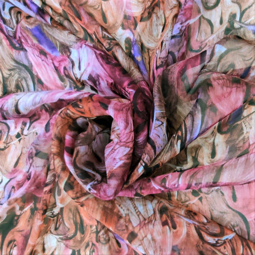 Abstract Brush Art Print On Silk Chiffon-SCPS101