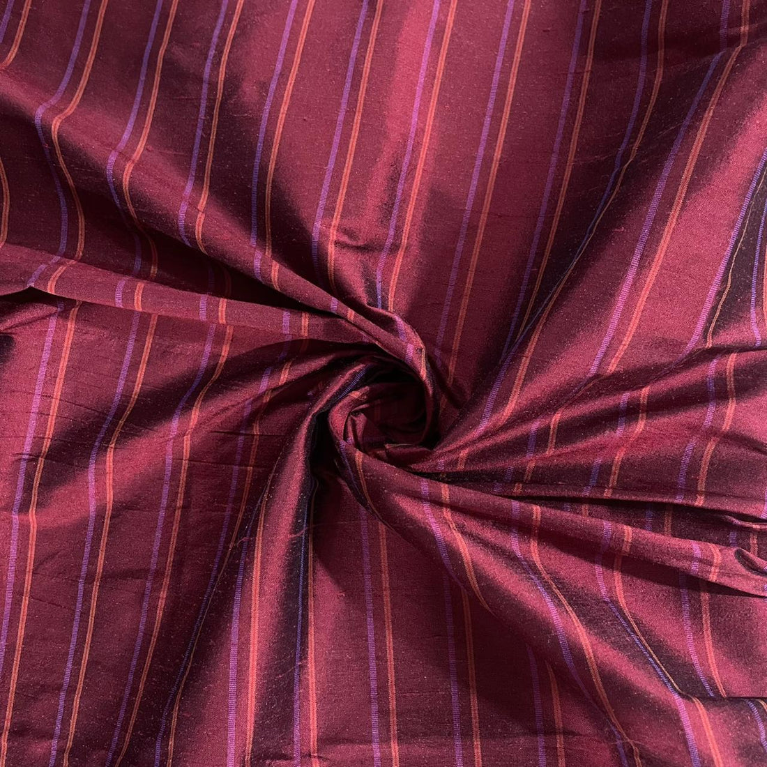 Dupion Silk -Red -Stripes