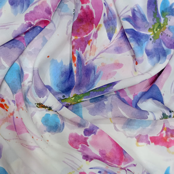 Ocean Flower Garden Print On Royal Georgette RGPA37