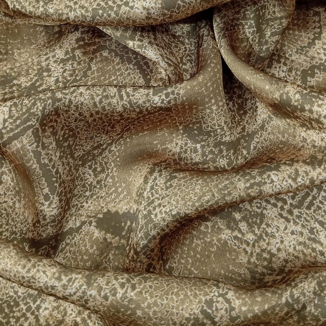 Mustard Snake Skin Print On Korean Satin KSPL53