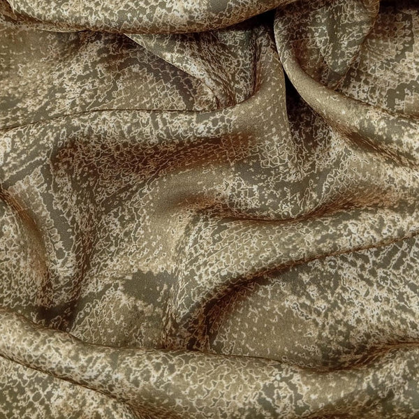 Mustard Snake Skin Print On Korean Satin KSPL53
