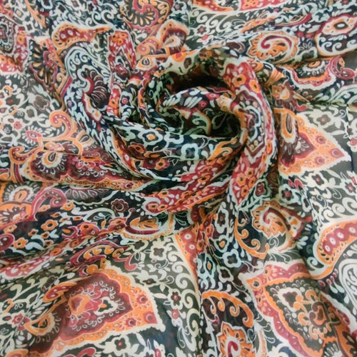 Classic Henna Art Print On Silk Chiffon-SCPS241