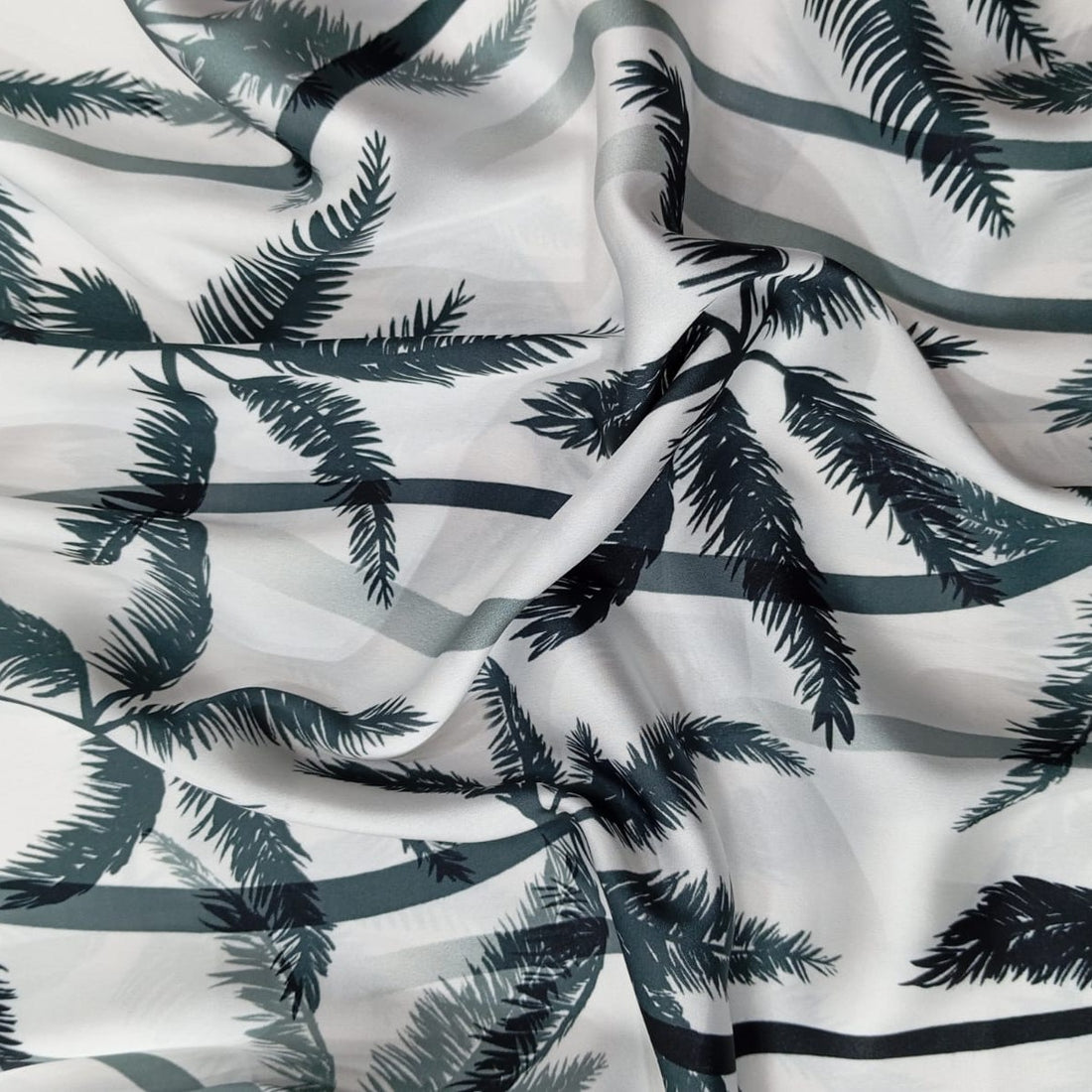 Palm Tree Print On Korean Satin-KSPL41