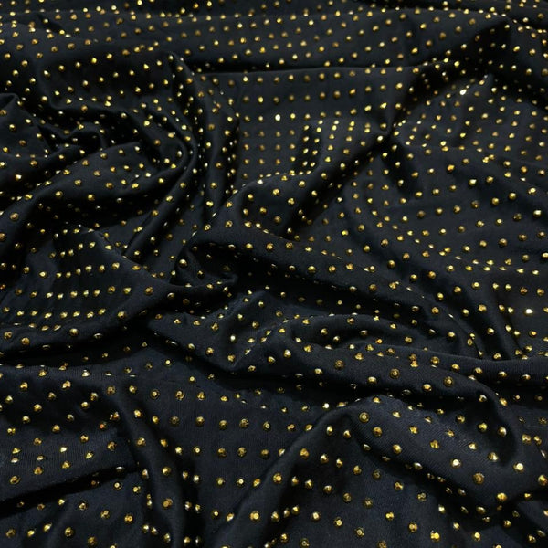 Black Gold Rhinestone Fabric