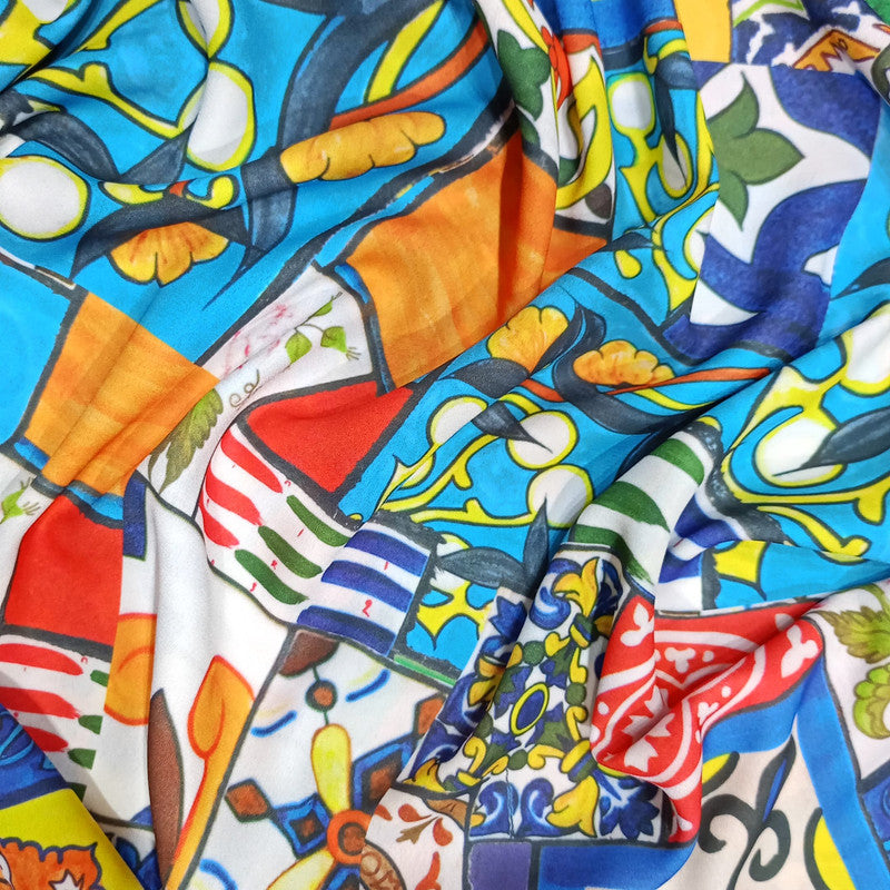 Multi Colour Traditional Print On Royal Georgette RGPB25
