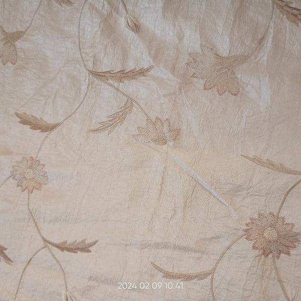 Cream Base Floral Prints On Embroidered Taffeta ETPS02