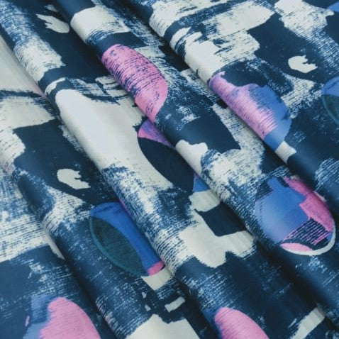 Up To Red & Blue Print On Dutchess Satin-DSPS14