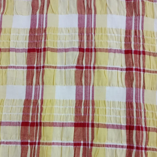 Cotton  Red & Yellow  Seersucker Check Y/D Fabric SYDS01
