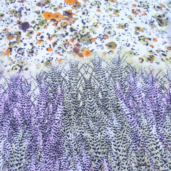 Peacock Border Floral Print On Korean Satin KSPS13