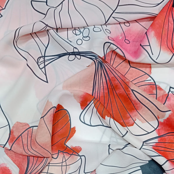 Bloosom Red Flowers Print On Royal Georgette RGPA63