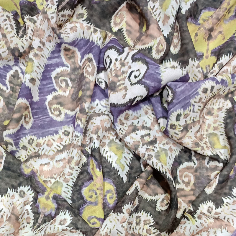 Black Bohemian Print On Royal Georgette RGPB100
