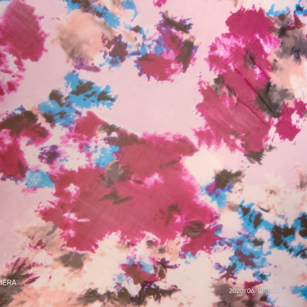 Brush Art Floral Print On Silk Chiffon-SCPS235
