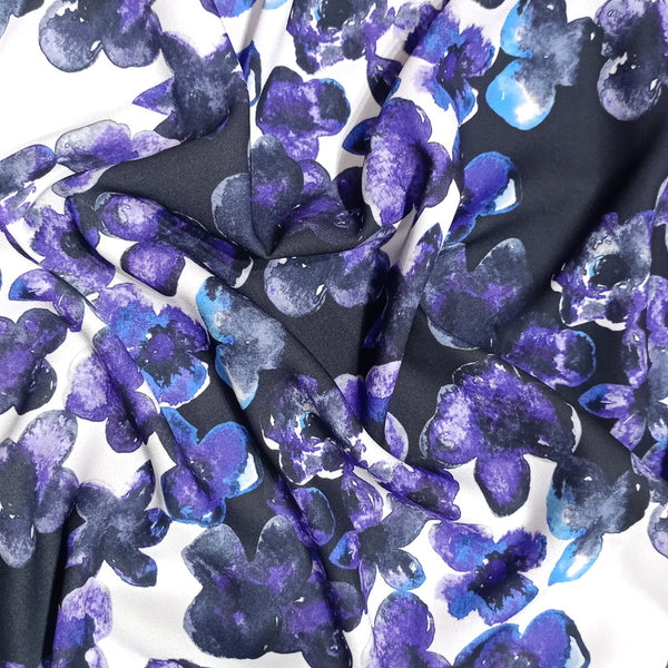 Pond Violet Leaf Print On Royal Georgette RGPB33