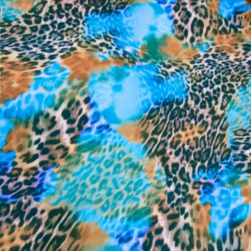 Oceanic Leopard Print On Royal Georgette RGPS30