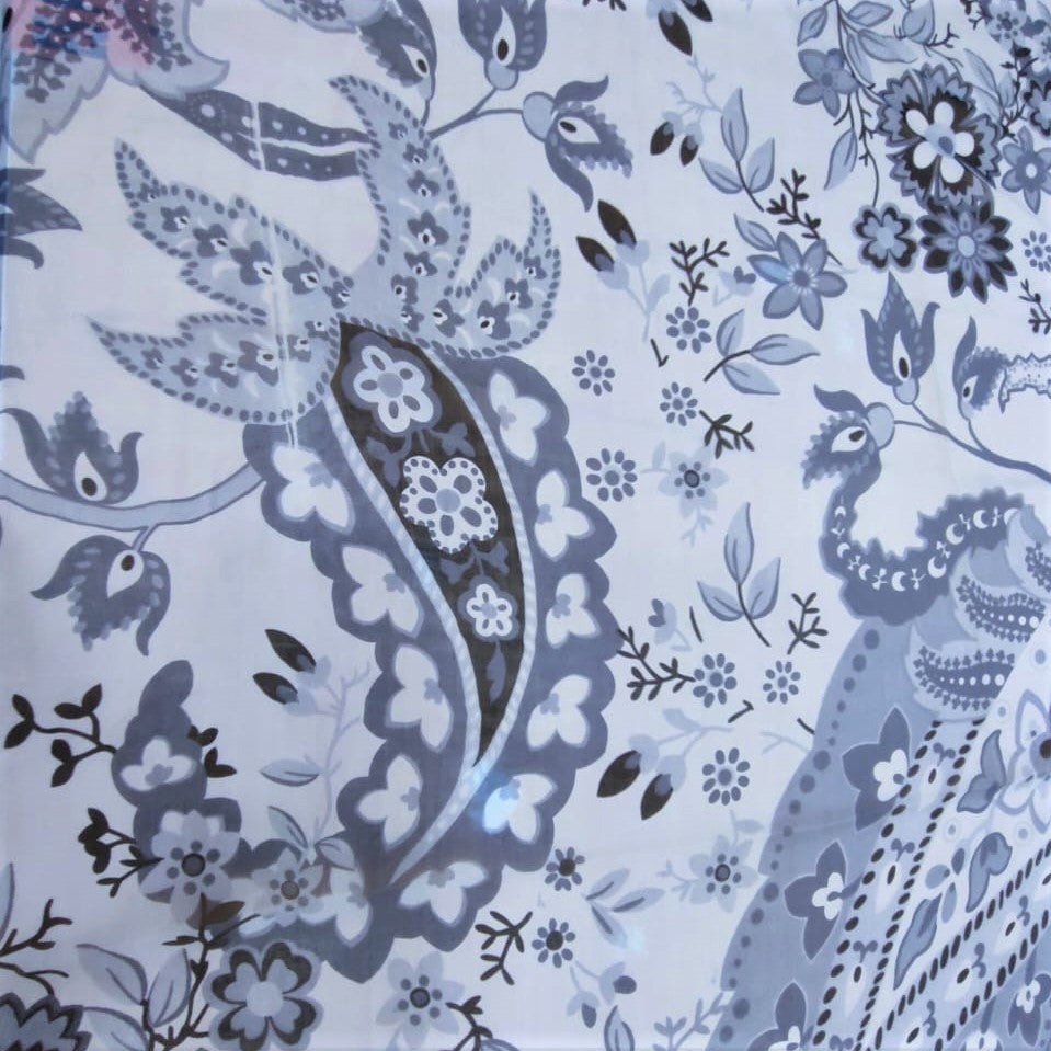 Grey Base Floral Print On Silk Chiffon-SCPS159