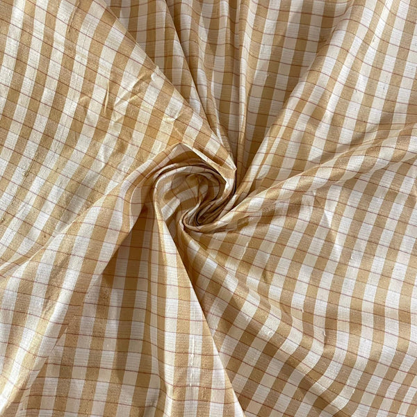 Dupion Silk -Cream & Beige-Check