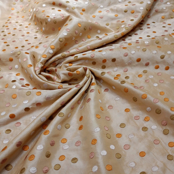 Polka Dots Prints On Embroidered Taffeta