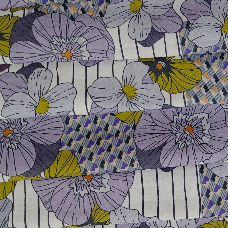 Big Flower Wall Print On Royal Georgette RGPL11