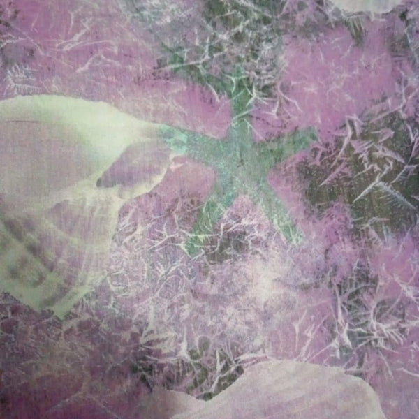 Voilet Starfish Print On French Rayon-FRPS17