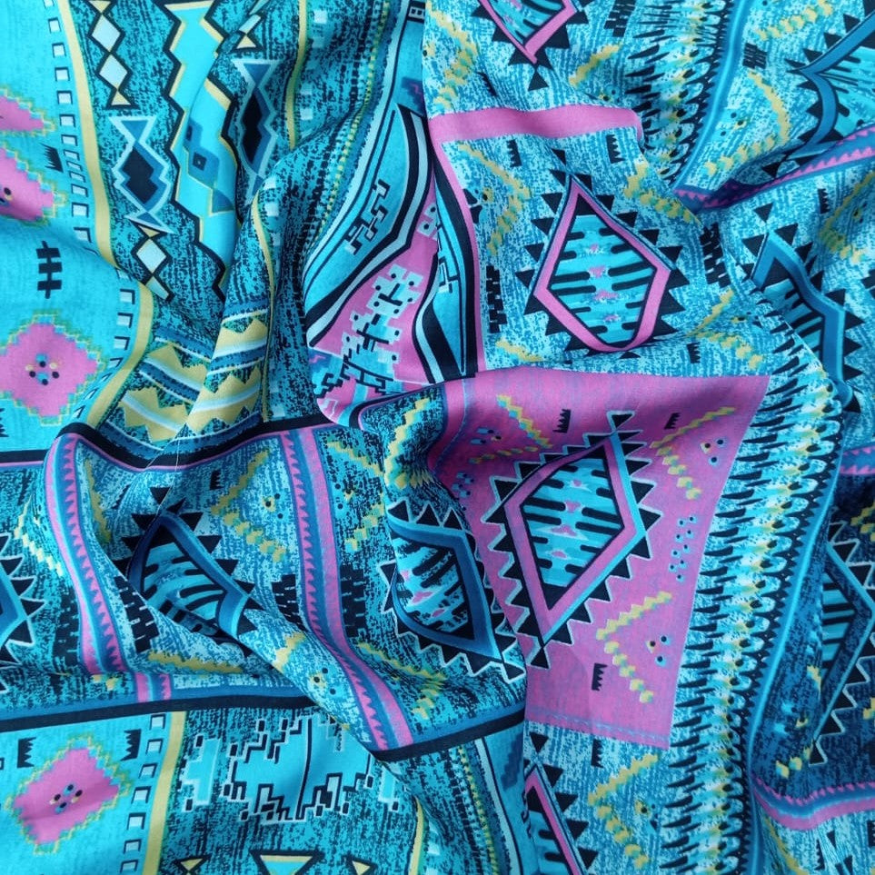 Bohemian Pink Print On Korean Satin KSPS28