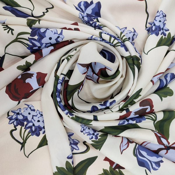 Red Floral Print On Royal Georgette RGPA29
