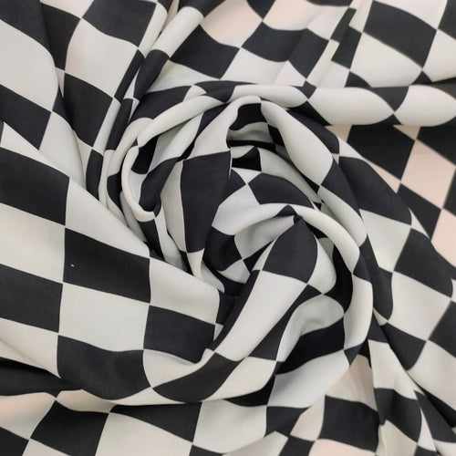 Chess Print On Sandwash Crepe SCPS06