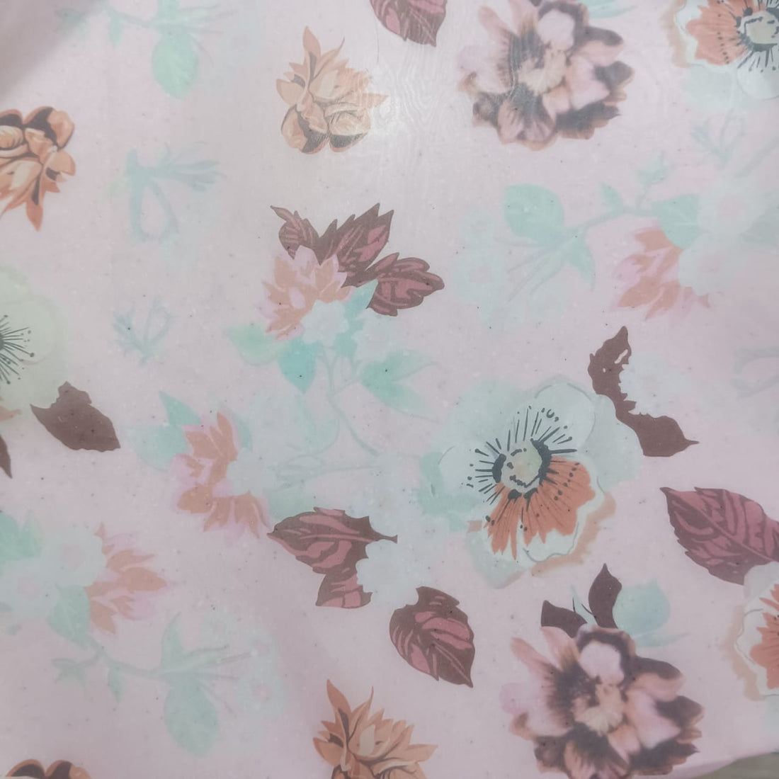 Pink Floral Garden Print On Organza-ORPS01