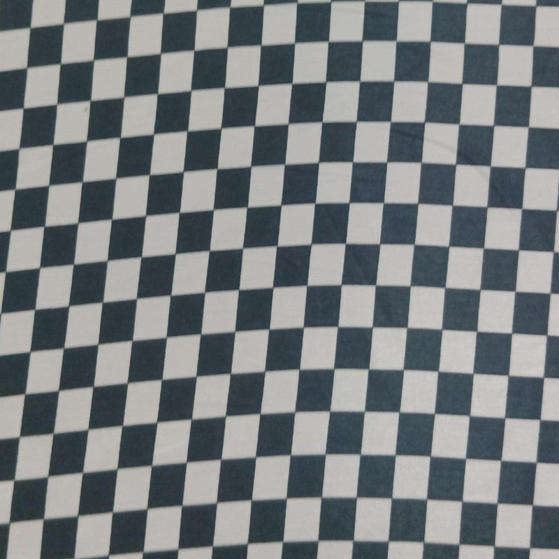 White & Black Check Print On Sandwash Crepe SCPS17