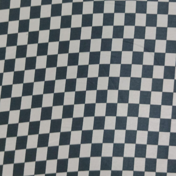 White & Black Check Print On Sandwash Crepe SCPS17