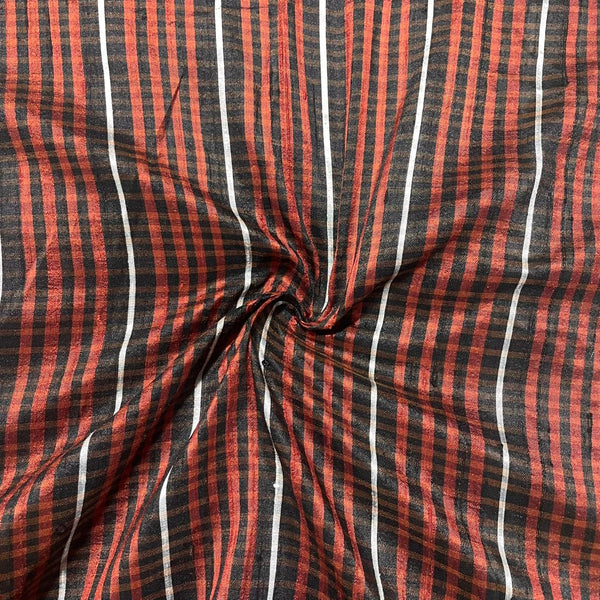 Raw Silk Dupion-Red & Black-Check