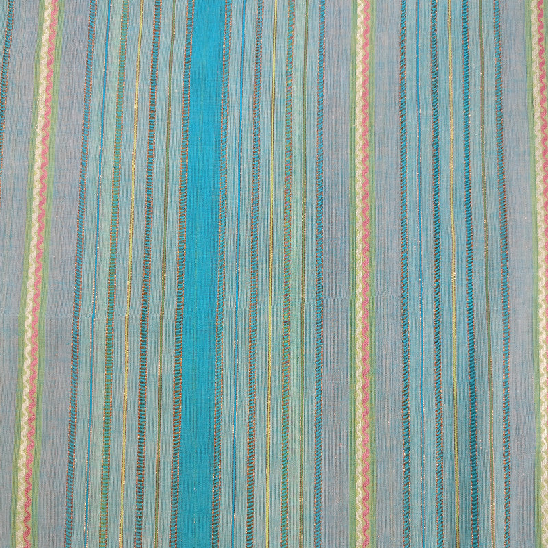 Cotton Lurex Green & Blue Stripes Y/D Fabrics CLYD12
