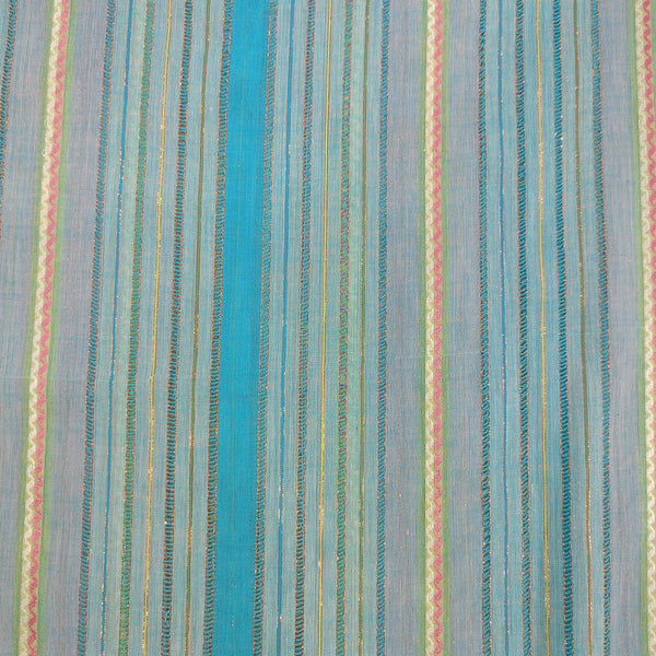 Cotton Lurex Green & Blue Stripes Y/D Fabrics CLYD12