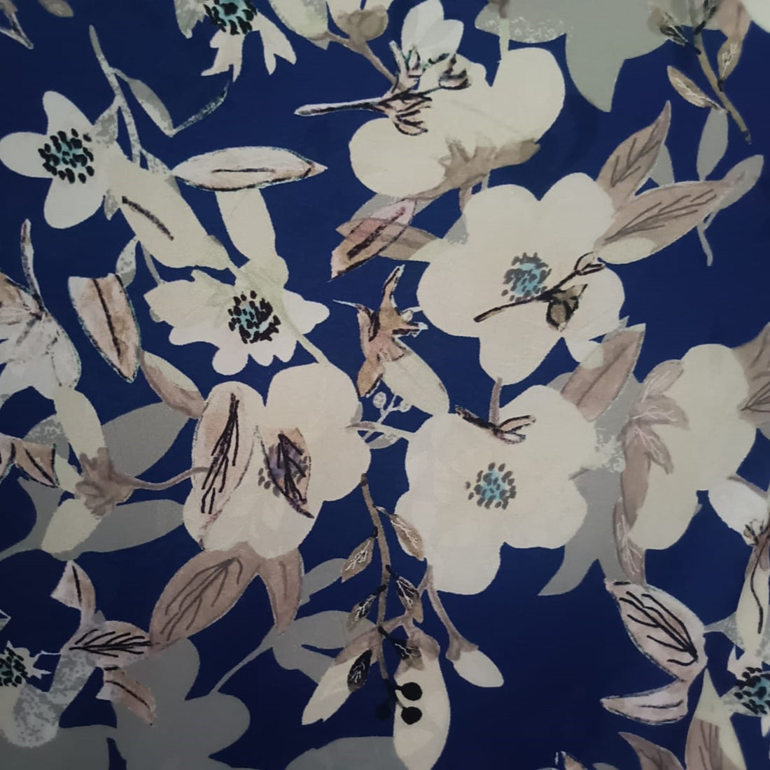 Blue Base Floral Japanese Jacquard Print (JJ05)
