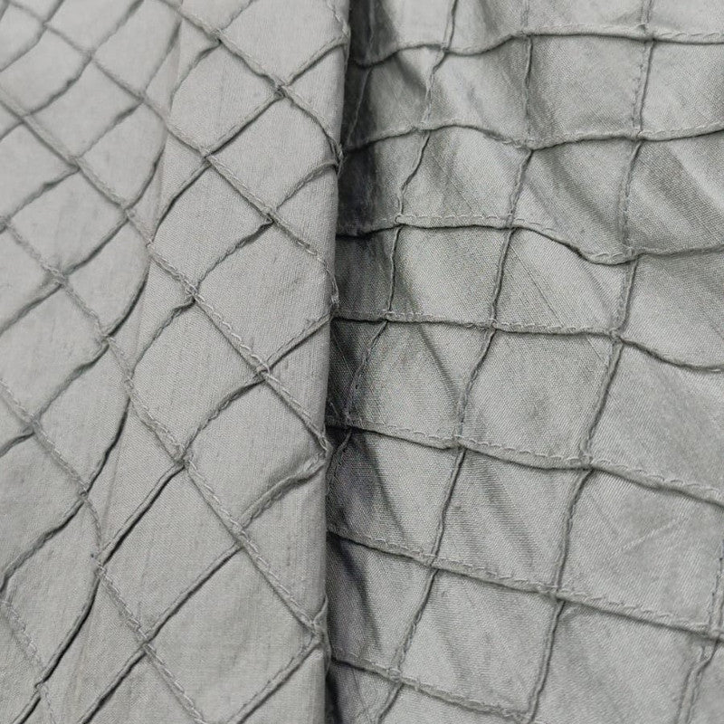 Raw Silk Dupion Diamond Pin-tuck cream