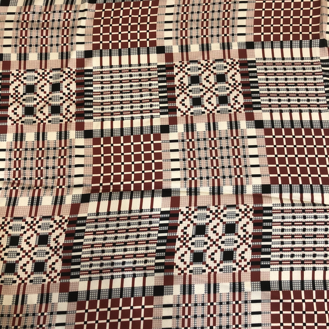 Brown Geometrical Print On Korean Satin KSPL12