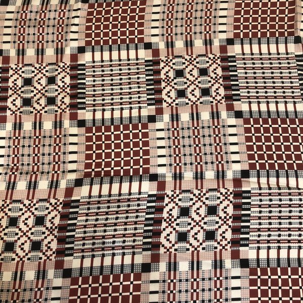Brown Geometrical Print On Korean Satin KSPL12