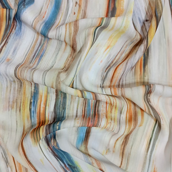 Wave Artwork Print On Royal Georgette RGPB95