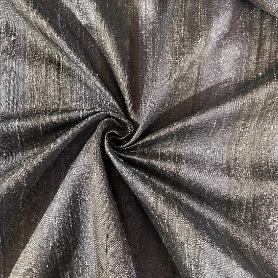 Raw Silk Dupion Black & Voilet-Stripes