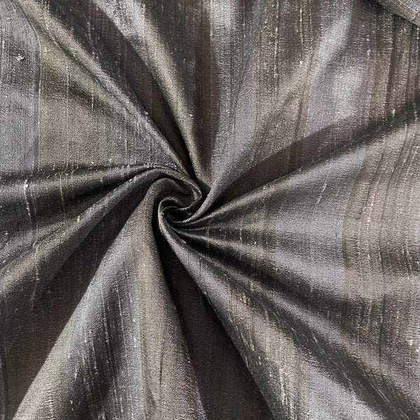 Raw Silk Dupion Black & Voilet-Stripes